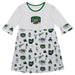 Ohio University Bobcats 3/4 Sleeve Solid White Repeat Print Hand Sketched Vive La Fete Impressions Artwork on Skirt