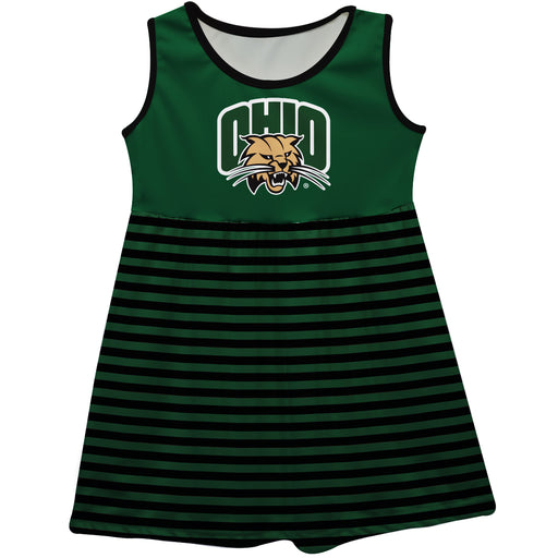 Ohio Bobcats Vive La Fete Girls Game Day Sleeveless Tank Dress Solid Green Logo Stripes on Skirt