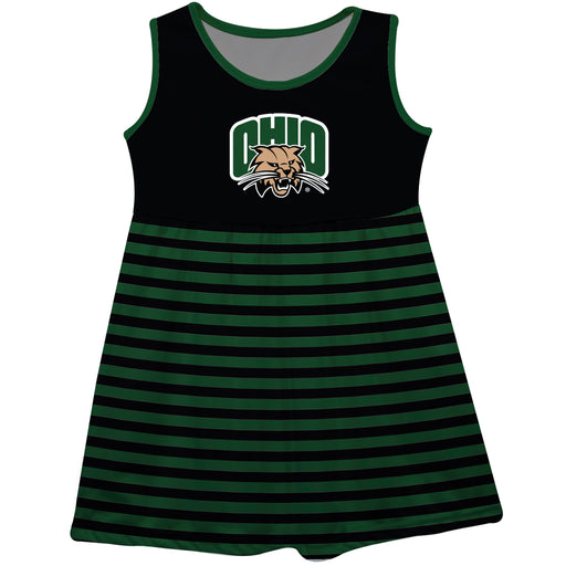 Ohio Bobcats Vive La Fete Girls Game Day Sleeveless Tank Dress Solid Black Logo Stripes on Skirt