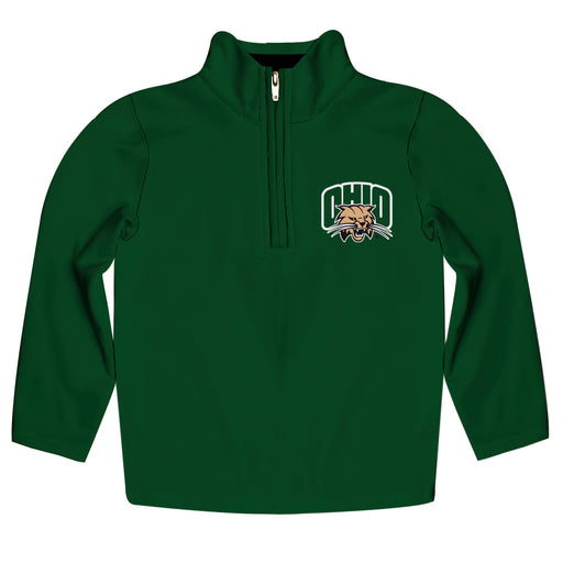 Ohio Bobcats Vive La Fete Game Day Solid Green Quarter Zip Pullover Sleeves