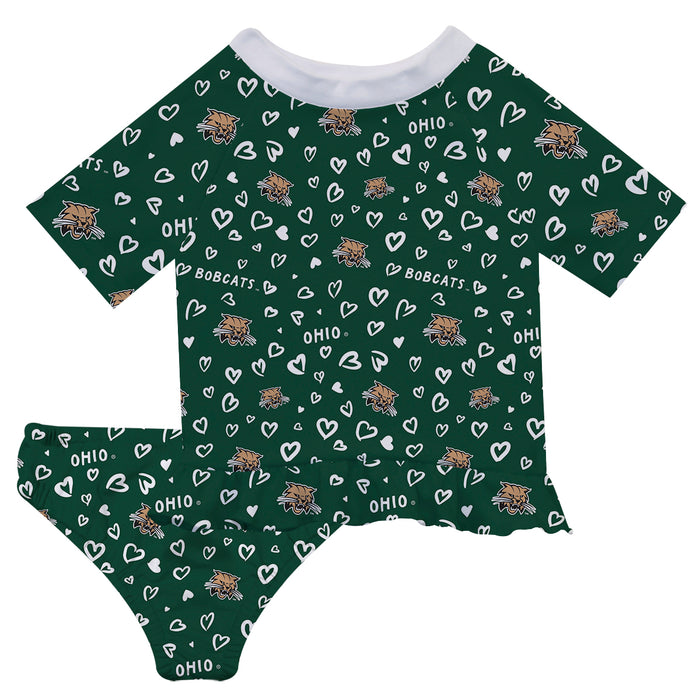 Ohio University Bobcats Vive La Fete All Over Logo Green Long Sleeve Bikini Set