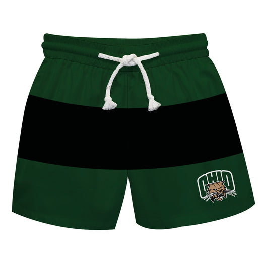 Ohio Bobcats Vive La Fete Green Black Stripes Swimtrunks V2