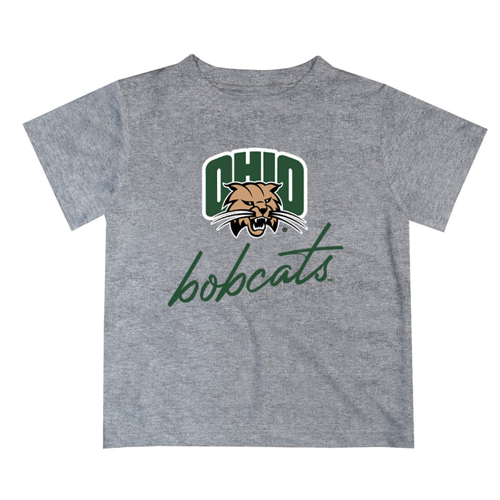 Ohio University Bobcats Vive La Fete Script V1 Heather Gray Short Sleeve Tee Shirt