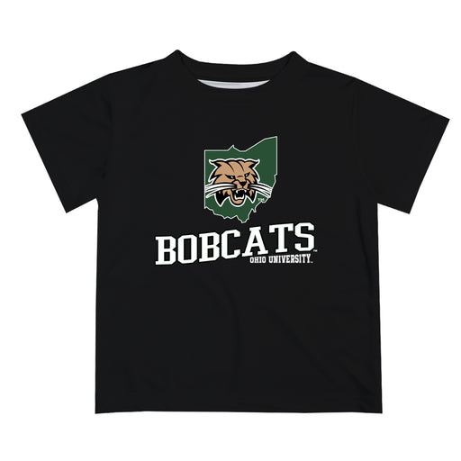 Ohio University Bobcats Vive La Fete State Map Black Short Sleeve Tee Shirt