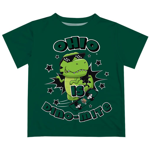 Ohio University Bobcats Vive La Fete Dino-Mite Boys Game Day Green Short Sleeve Tee
