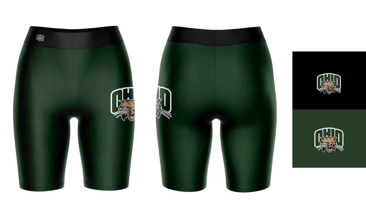 Ohio Bobcats Vive La Fete Game Day Logo on Thigh and Waistband Green and Black Women Bike Short 9 Inseam - Vive La Fête - Online Apparel Store