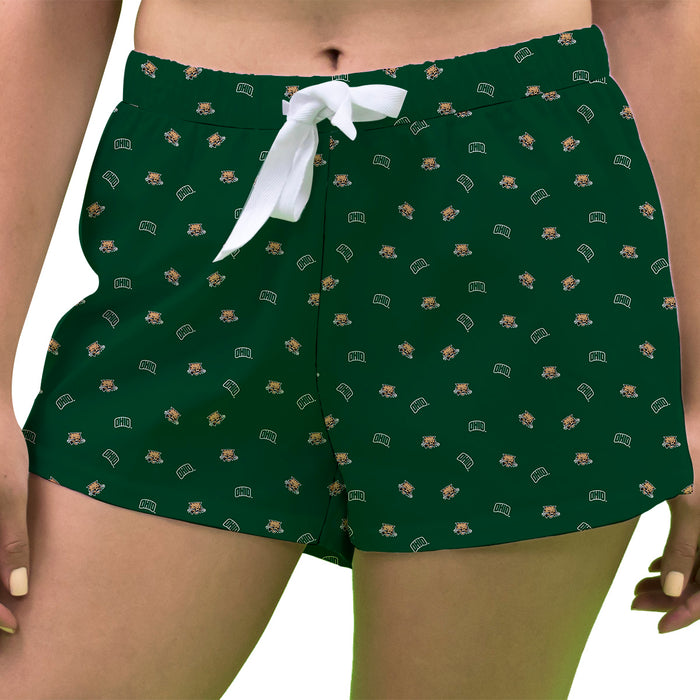 Ohio Bobcats Vive La Fete Game Day All Over Logo Women Green Lounge Shorts
