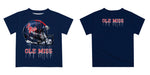 Ole Miss Rebels Original Dripping Football Helmet Navy T-Shirt by Vive La Fete - Vive La Fête - Online Apparel Store