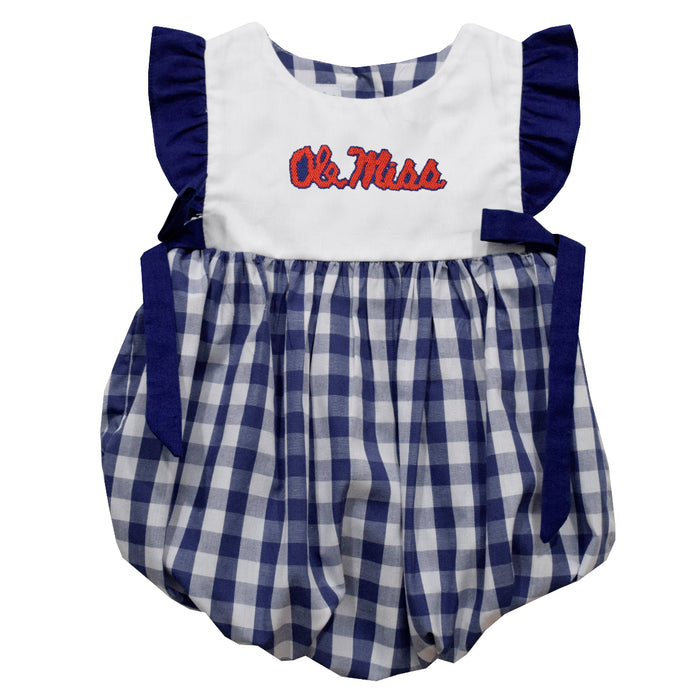 Ole Miss Rebels Embroidered Big Check Navy Girls Bubble
