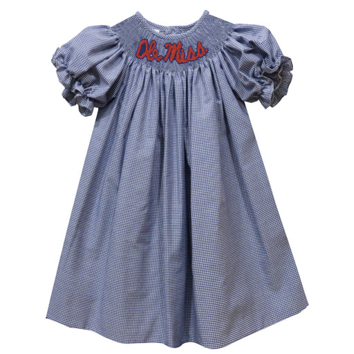 Mississippi Smocked Navy Gingham Short Sleeve Bishop - Vive La Fête - Online Apparel Store