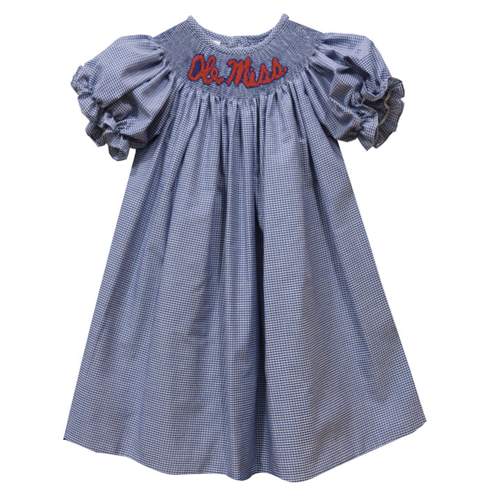 Mississippi Smocked Navy Gingham Short Sleeve Bishop - Vive La Fête - Online Apparel Store