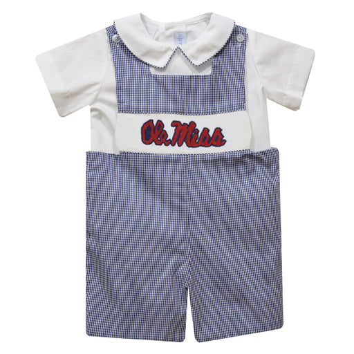 Mississippi Smocked Navy Gingham Jon Jon And Short Sleeve Shirt - Vive La Fête - Online Apparel Store