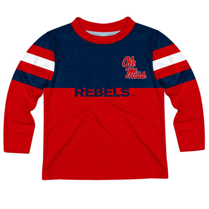 Mississippi Ole Miss Red And Navy Blue Long Sleeve Tee Shirt - Vive La Fête - Online Apparel Store