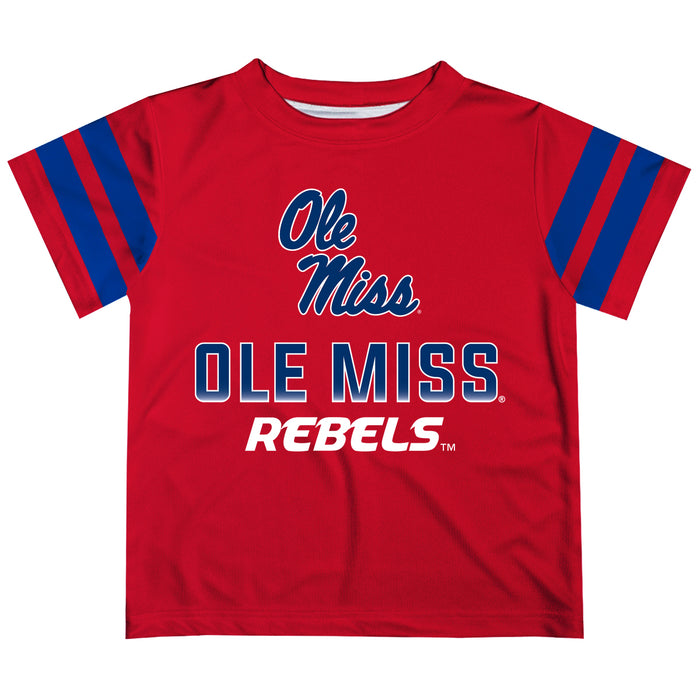 Mississippi Rebels Stripes Red Short Sleeve Tee Shirt - Vive La Fête - Online Apparel Store