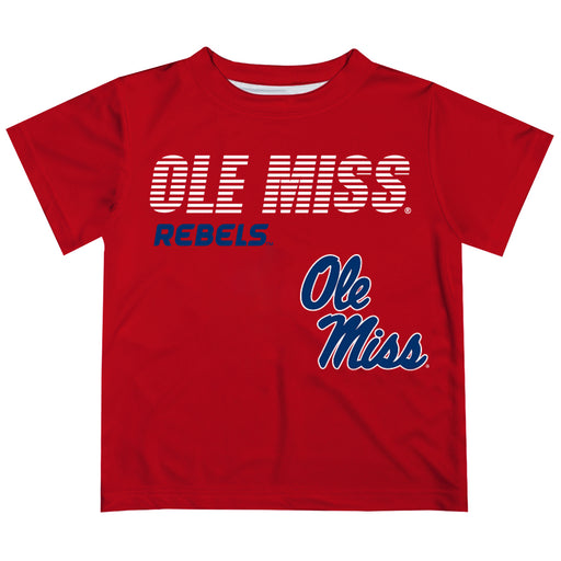 Mississippi Rebels Solid Stripped Logo Red Short Sleeve Tee Shirt - Vive La Fête - Online Apparel Store