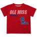 Mississippi Rebels Solid Stripped Logo Red Short Sleeve Tee Shirt - Vive La Fête - Online Apparel Store