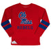 Mississippi Rebels Stripes Red Long Sleeve Fleece Sweatshirt Side Vents - Vive La Fête - Online Apparel Store