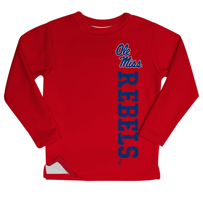 Mississippi Rebels Logo Red Long Sleeve Fleece Sweatshirt Side Vents - Vive La Fête - Online Apparel Store
