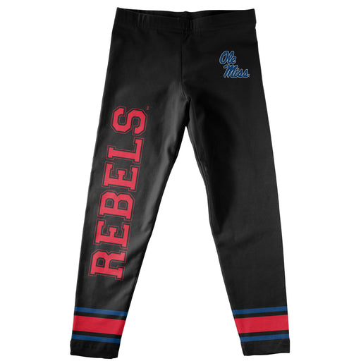 Mississippi Rebels Verbiage And Logo Black Stripes Leggings - Vive La Fête - Online Apparel Store