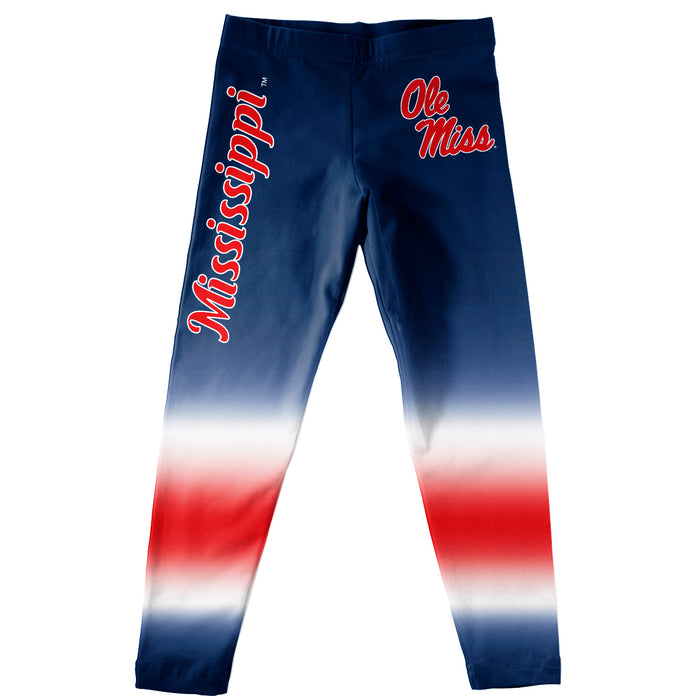 Mississippi Ole Miss Navy Blue And Red Stripes Degrade Leggings - Vive La Fête - Online Apparel Store