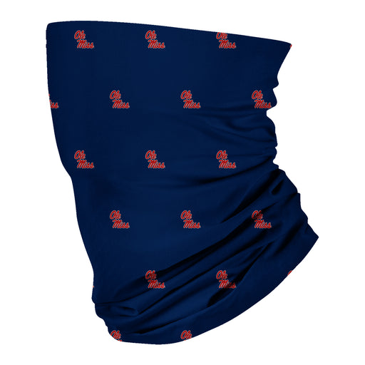 Ole Miss Rebels Vive La Fete All Over Logo Game Day Collegiate Face Cover Soft 4-Way Stretch Two Ply Neck Gaiter - Vive La Fête - Online Apparel Store