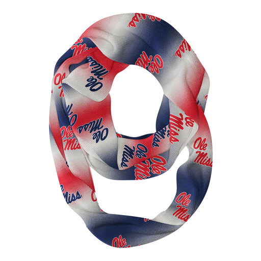 Ole Miss Rebels Vive La Fete All Over Logo Game Day Collegiate Women Ultra Soft Knit Infinity Scarf