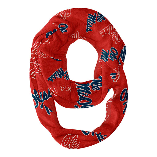 Ole Miss Rebels Vive La Fete Repeat Logo Game Day Collegiate Women Light Weight Ultra Soft Infinity Scarf