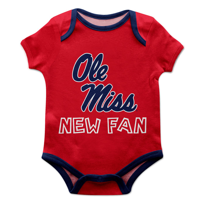 Ole Miss Rebels Vive La Fete Infant Game Day Red Short Sleeve Onesie New Fan Logo and Mascot Bodysuit
