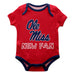 Ole Miss Rebels Vive La Fete Infant Game Day Red Short Sleeve Onesie New Fan Logo and Mascot Bodysuit