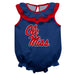 Ole Miss Rebels Navy Sleeveless Ruffle Onesie Logo Bodysuit