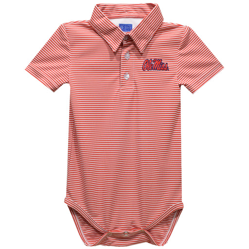 Ole Miss Rebels Embroidered Red Cardinal Stripes Stripe Knit Polo Onesie