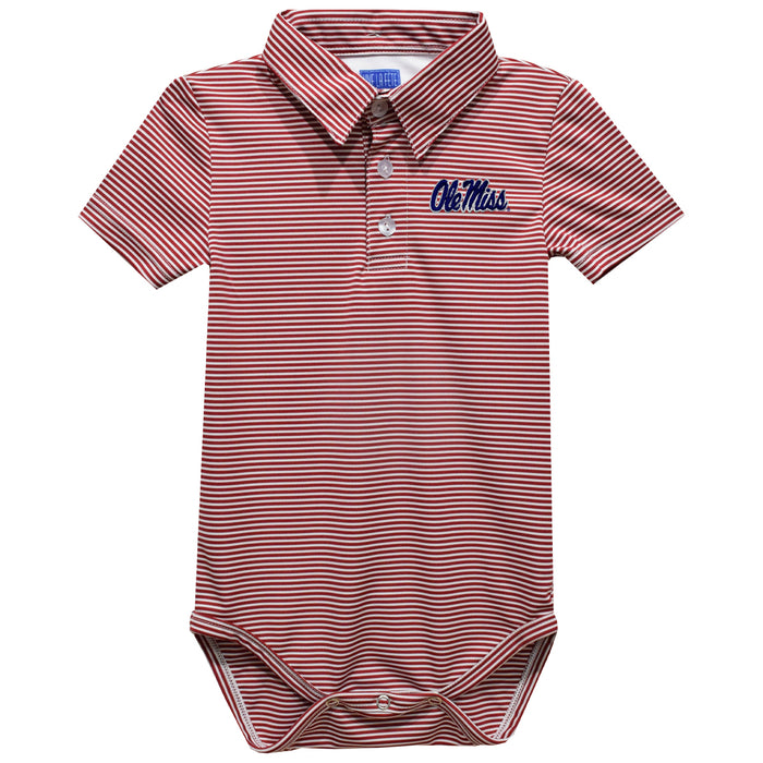 Ole Miss Rebels Embroidered Red Stripe Knit Polo Onesie