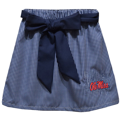 Ole Miss Rebels Embroidered Navy Gingham Skirt With Sash