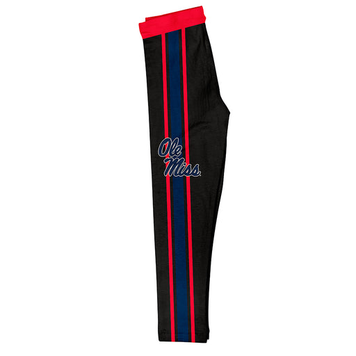 Ole Miss Rebels Vive La Fete Girls Game Day Black with Red Stripes Leggings Tights