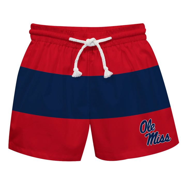Ole Miss Rebels Vive La Fete Red Navy Stripes Swimtrunks V2