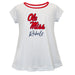 Ole Miss Rebels Vive La Fete Girls Game Day Short Sleeve White Top with School Logo and Name