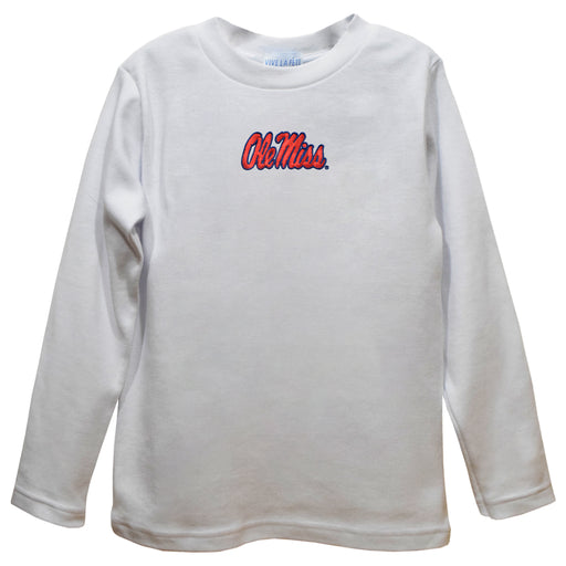 Ole Miss Rebels Embroidered White Long Sleeve Boys Tee Shirt