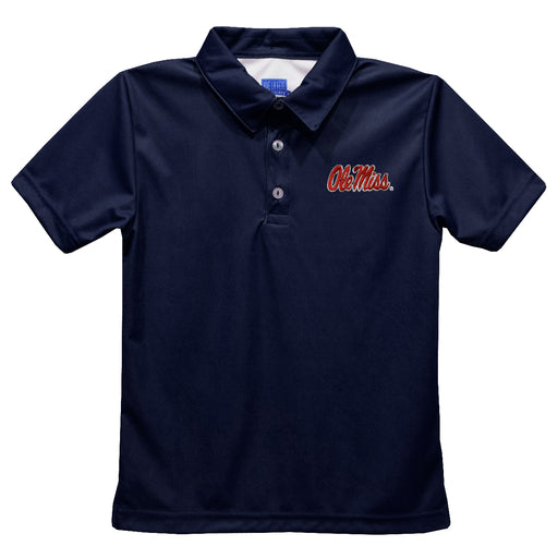 Ole Miss Rebels Embroidered Navy Short Sleeve Polo Box Shirt