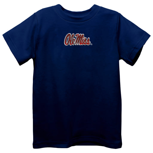 Ole Miss Rebels Embroidered Navy Short Sleeve Boys Tee Shirt