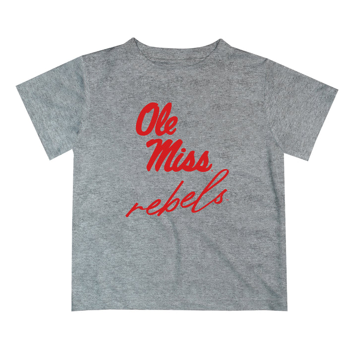 Ole Miss Rebels Vive La Fete Script V1 Heather Gray Short Sleeve Tee Shirt