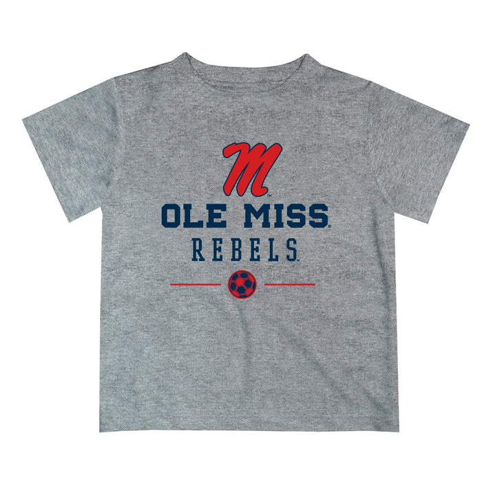 Ole Miss Rebels Vive La Fete Soccer V1 Heather Gray Short Sleeve Tee Shirt