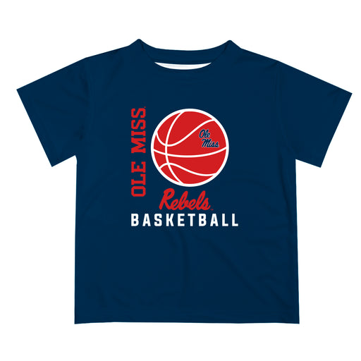 Ole Miss Rebels Vive La Fete Basketball V1 Navy Short Sleeve Tee Shirt