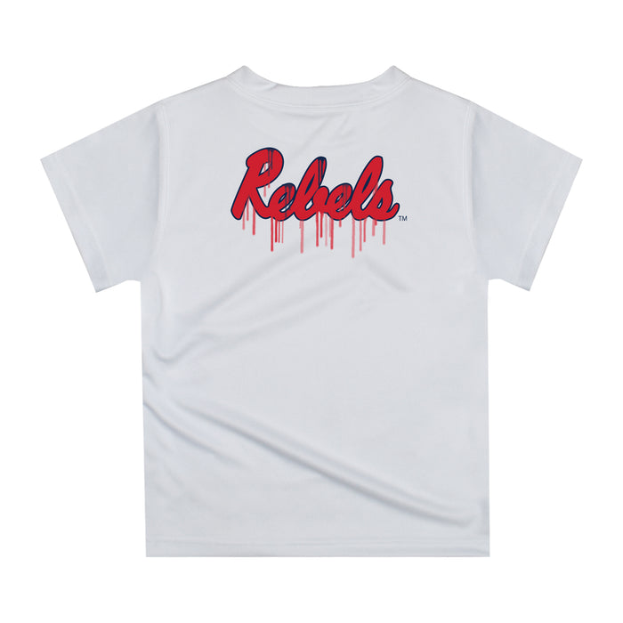 Ole Miss Rebels Original Dripping Baseball Helmet Navy T-Shirt by Vive La Fete - Vive La Fête - Online Apparel Store