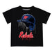 Ole Miss Rebels Original Dripping Baseball Helmet Black T-Shirt by Vive La Fete