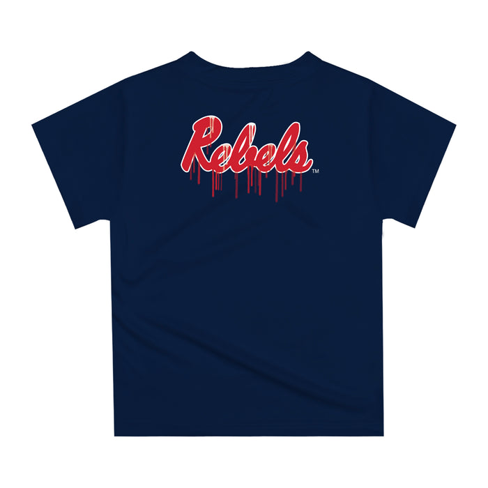Ole Miss Rebels Original Dripping Baseball Helmet Navy T-Shirt by Vive La Fete - Vive La Fête - Online Apparel Store