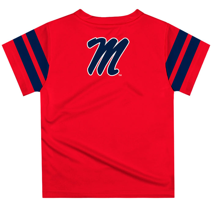 Ole Miss Rebels Vive La Fete Boys Game Day Red Short Sleeve Tee with Stripes on Sleeves - Vive La Fête - Online Apparel Store