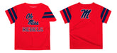 Ole Miss Rebels Vive La Fete Boys Game Day Red Short Sleeve Tee with Stripes on Sleeves - Vive La Fête - Online Apparel Store