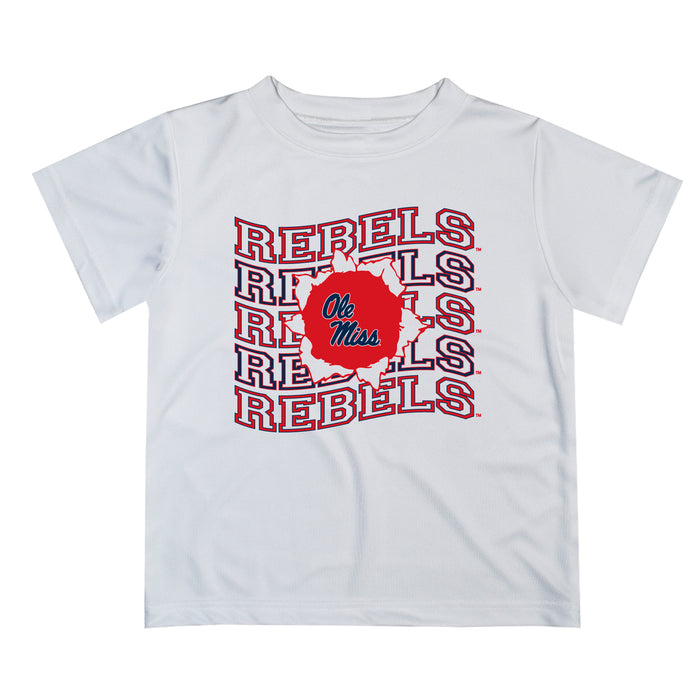 Ole Miss Rebels Vive La Fete  White Art V1 Short Sleeve Tee Shirt