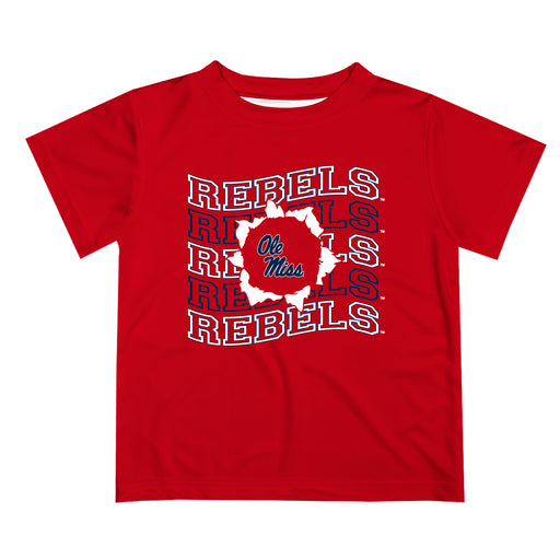 Ole Miss Rebels Vive La Fete  Red Art V1 Short Sleeve Tee Shirt
