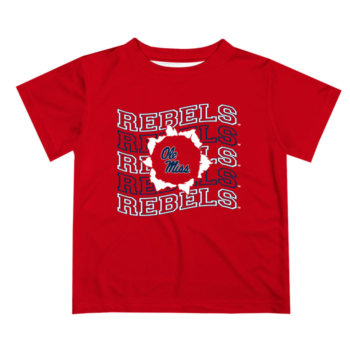 Ole Miss Rebels Vive La Fete  Red Art V1 Short Sleeve Tee Shirt